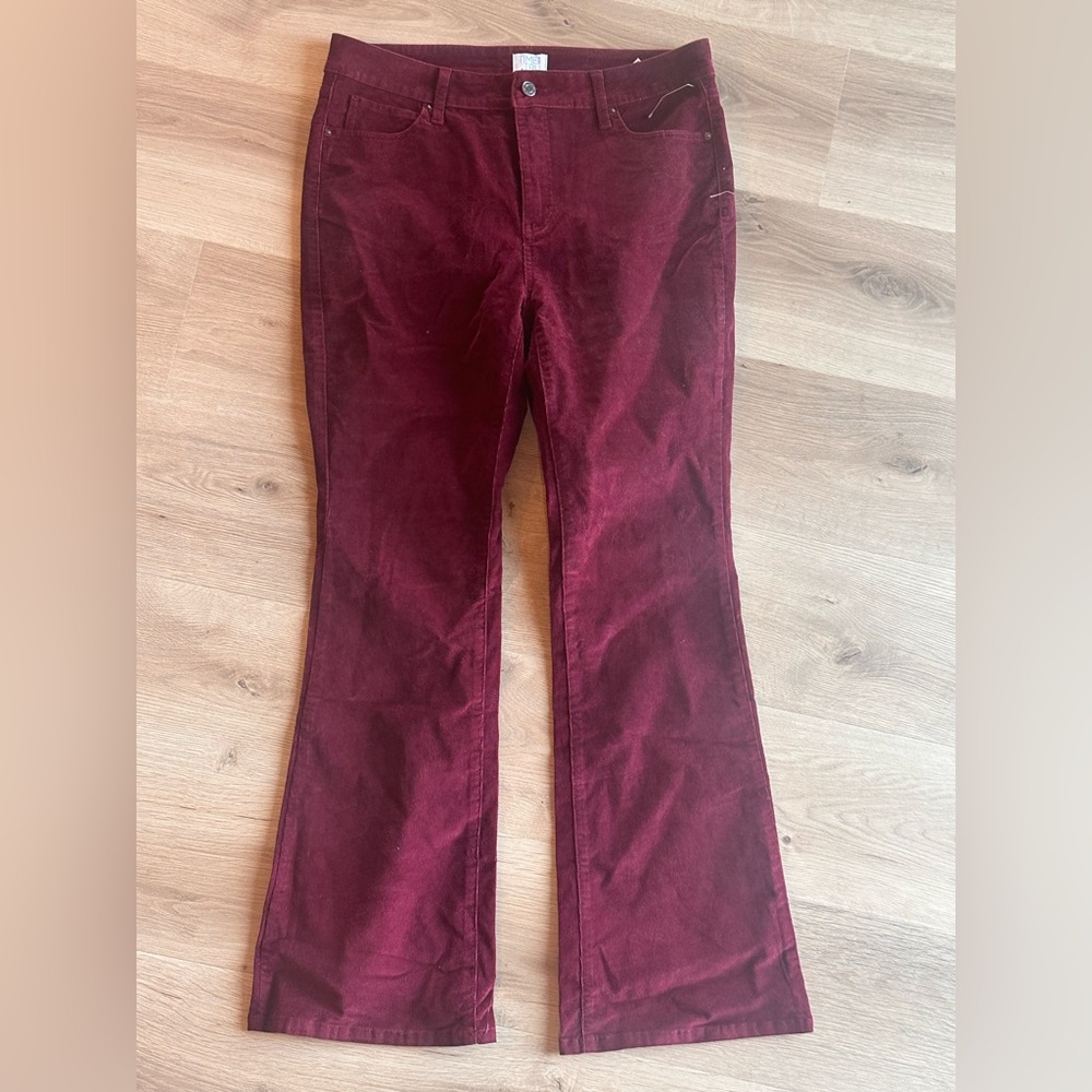 Women's Burgundy Corduroy Flare Jeans